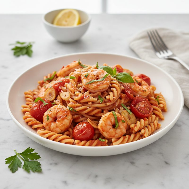 Garnelen-Tomaten-Pasta