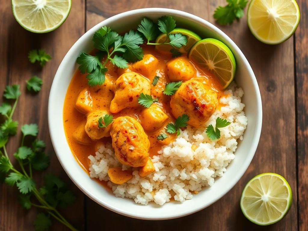 Hähnchen-Curry mit Blumenkohlreis