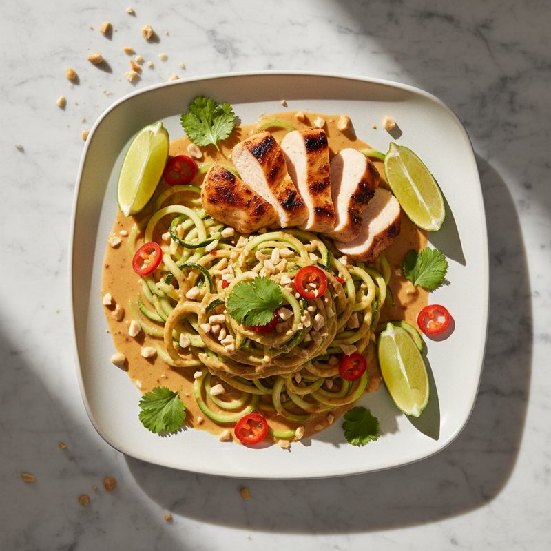 Hähnchen-Erdnuss-Zoodles