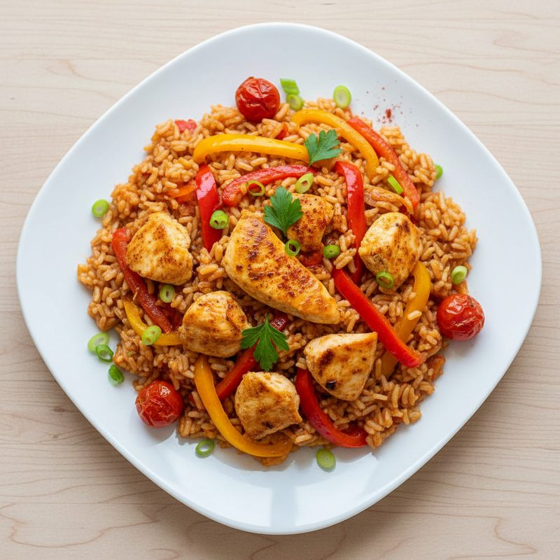 Hähnchen-Paprika-Reispfanne