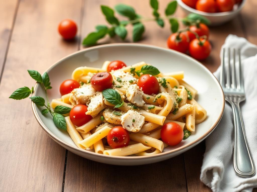 Hähnchen-Pesto Vollkornpasta