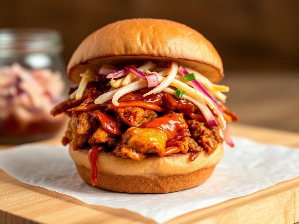 Pulled Hähnchen BBQ Burger