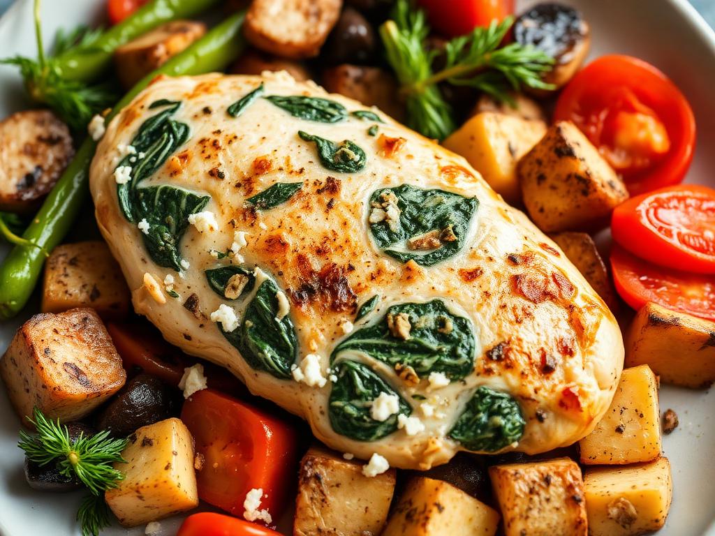 Hähnchen mit Spinat-Feta-Füllung