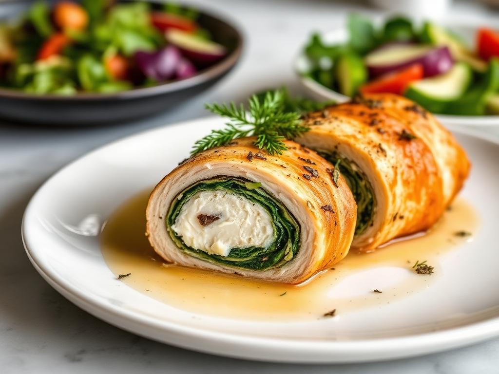 Hähnchen-Spinat-Roulade