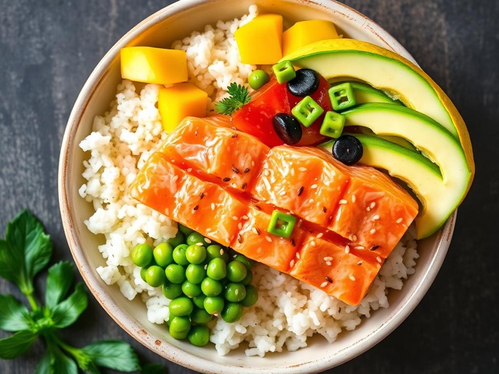 Lachs-Poke-Bowl mit Mango