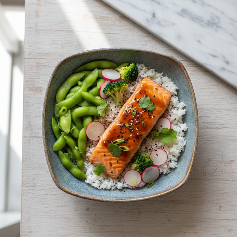 Lachs-Teriyaki-Bowl