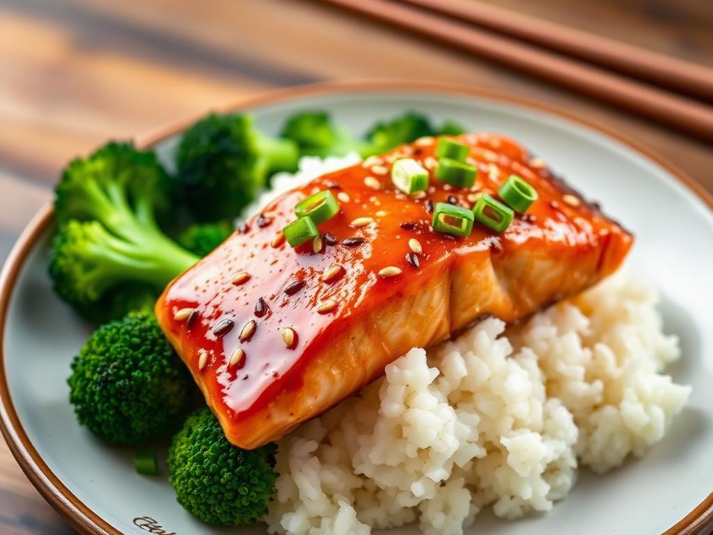 Lachs-Teriyaki mit Reis