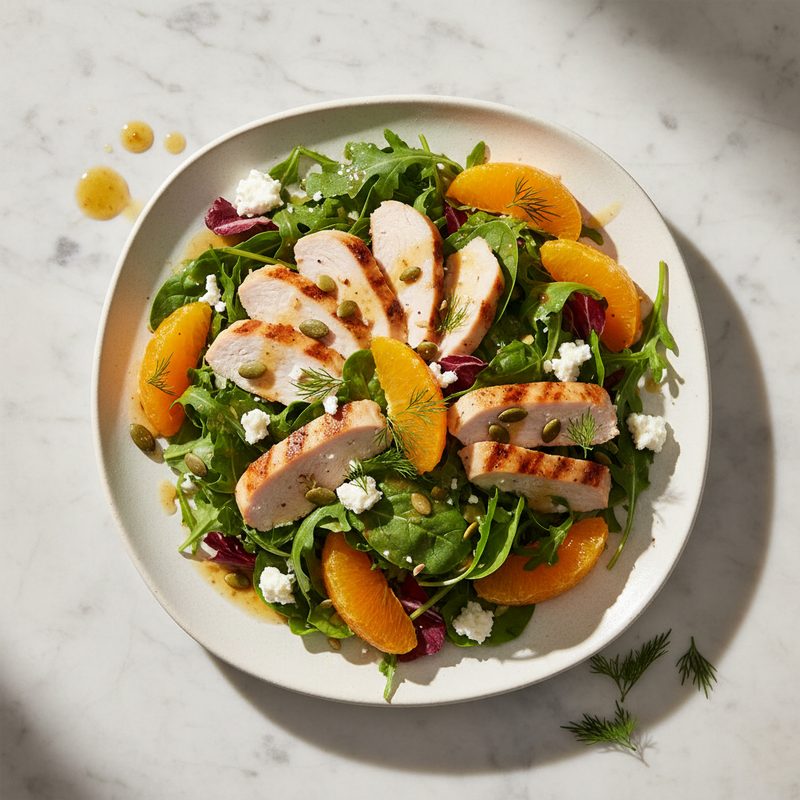 Puten-Citrus-Käse-Salat