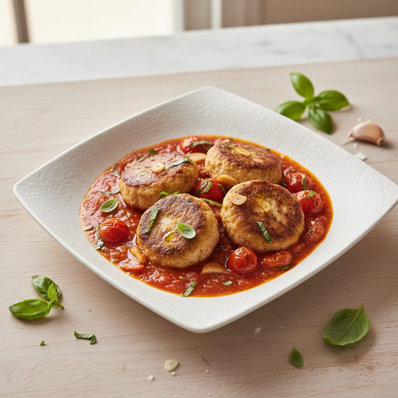 Puten-Frikadellen in Tomatensauce
