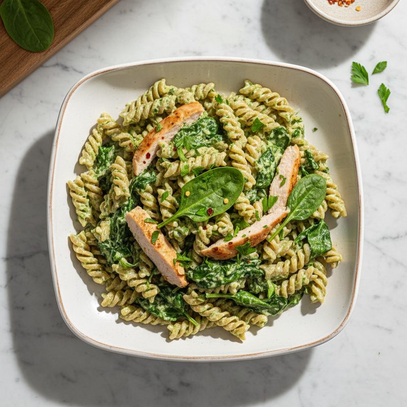Puten-Spinat-Pasta