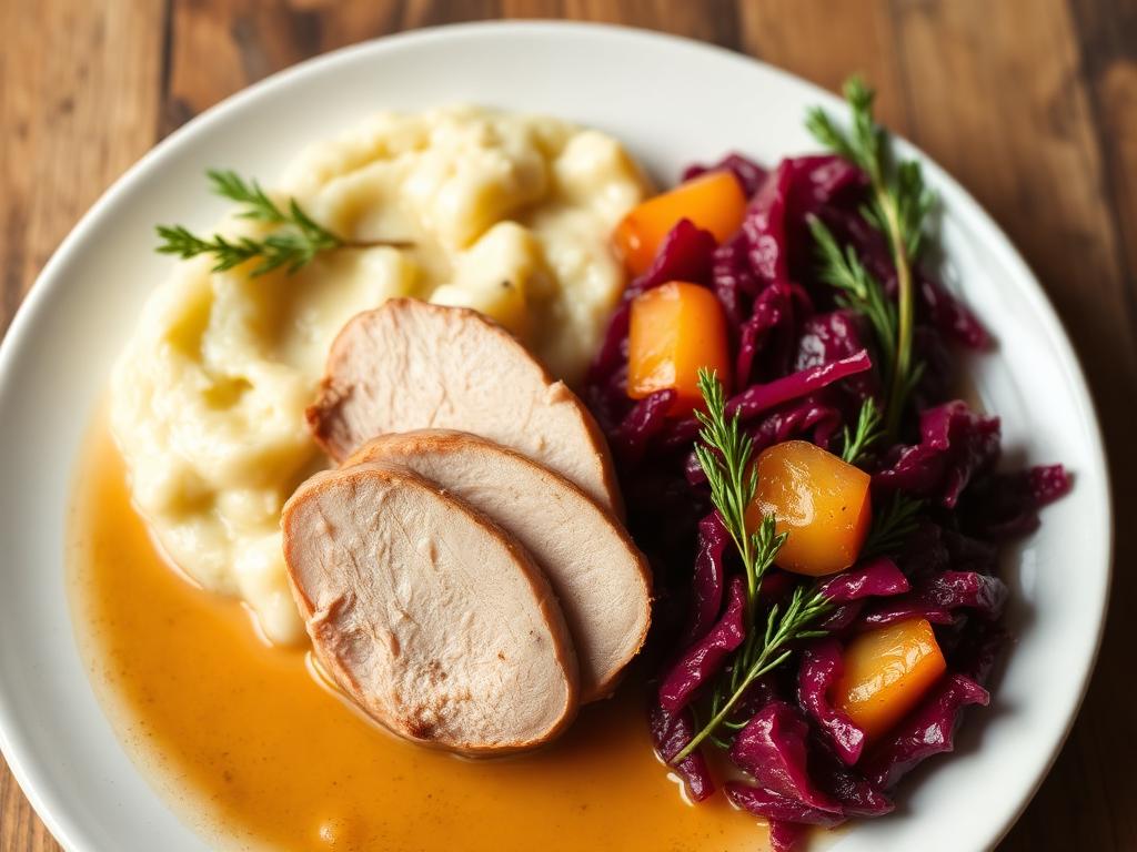 Putenbrust mit Apfel-Rotkohl