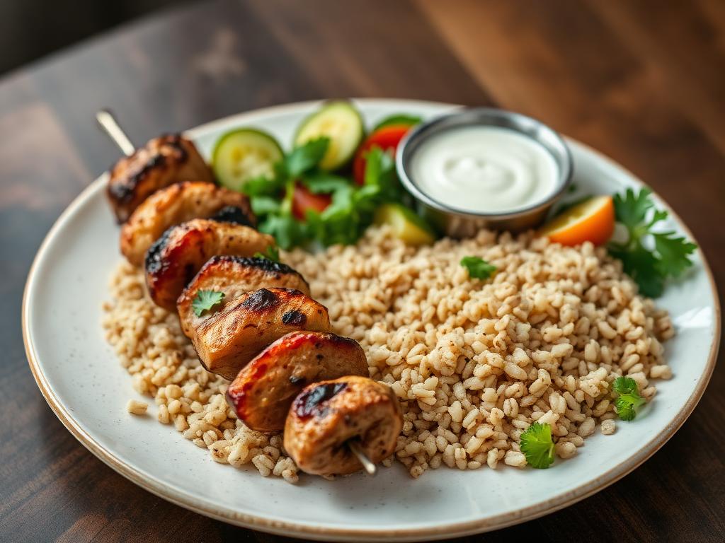 Puten-Kebab mit Bulgur