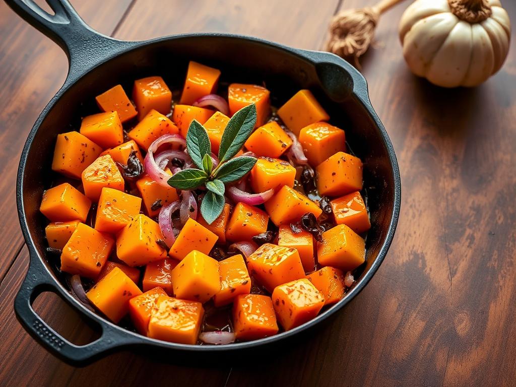 Puten-Kürbis-Pfanne mit Salbei