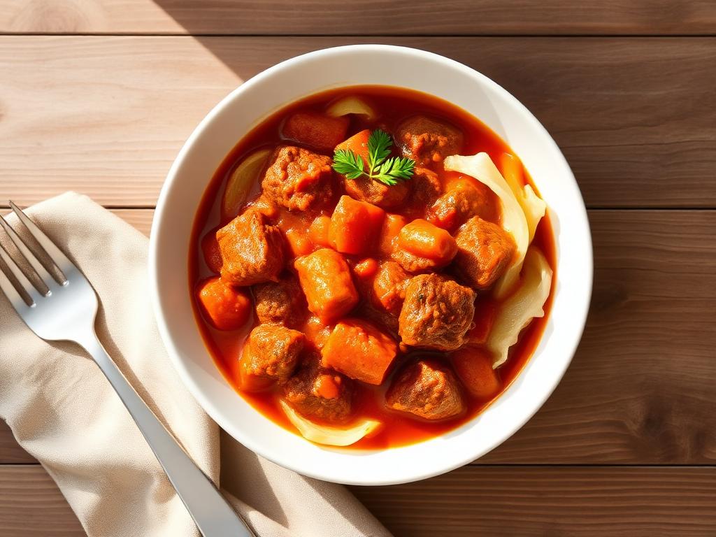 Rinder-Gulasch mit Spitzkohl