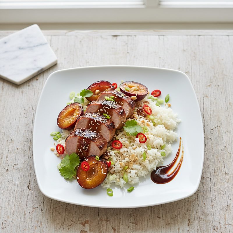 Schwein-Pflaumen-Bowl