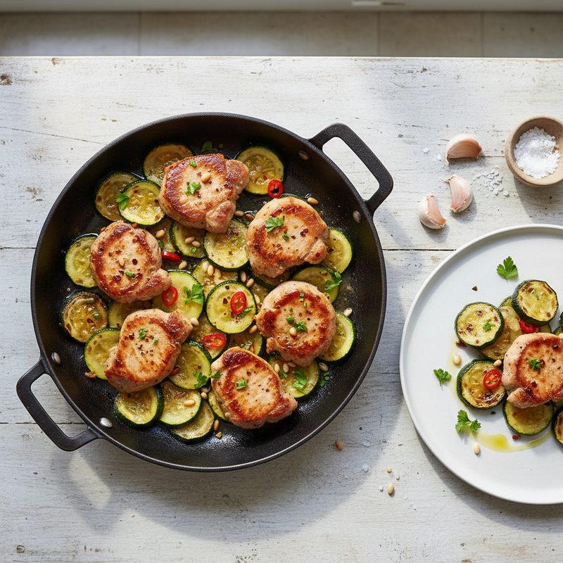 Schwein-Zucchini-Pfanne