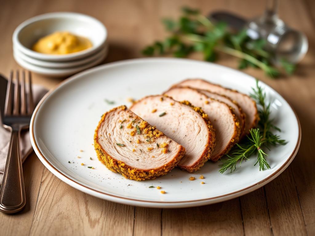 Schweinelende mit Senf-Kräuterkruste