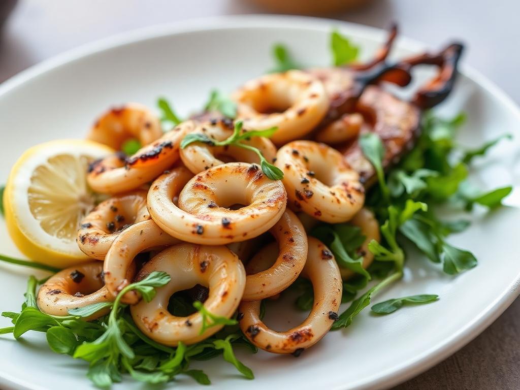Tintenfisch vom Grill mit Zitrone