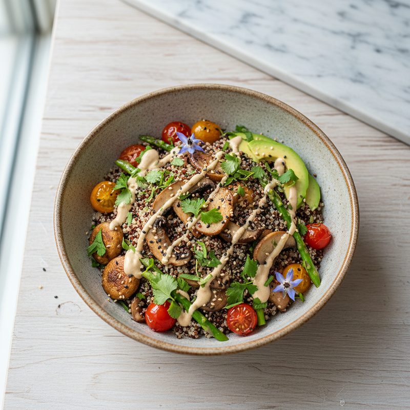 Pilz-Quinoa-Bowl