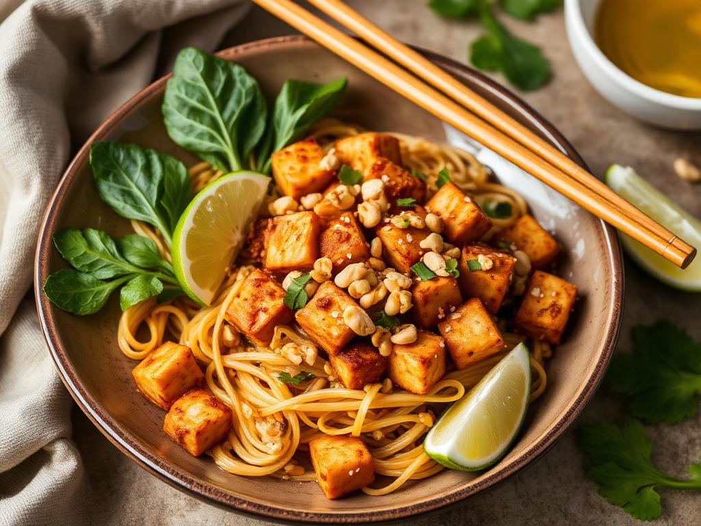Pad Thai mit knusprigem Tofu