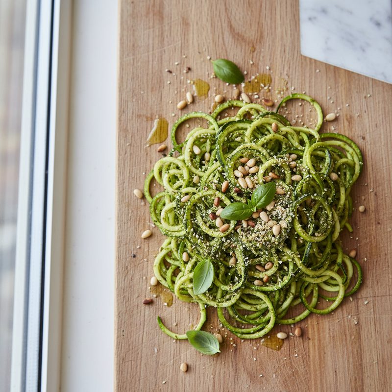 Zucchini-Pasta mit Pesto