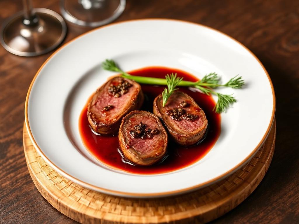 Hirsch-Medaillons in Rotweinsauce