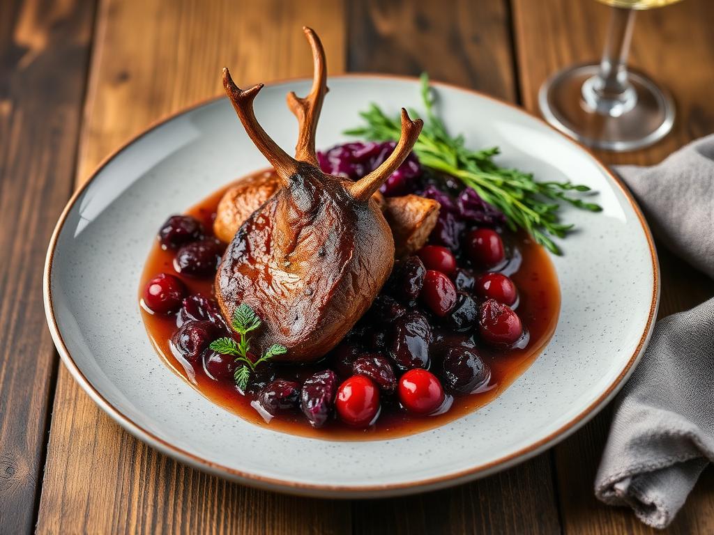 Rehbraten mit Preiselbeeren