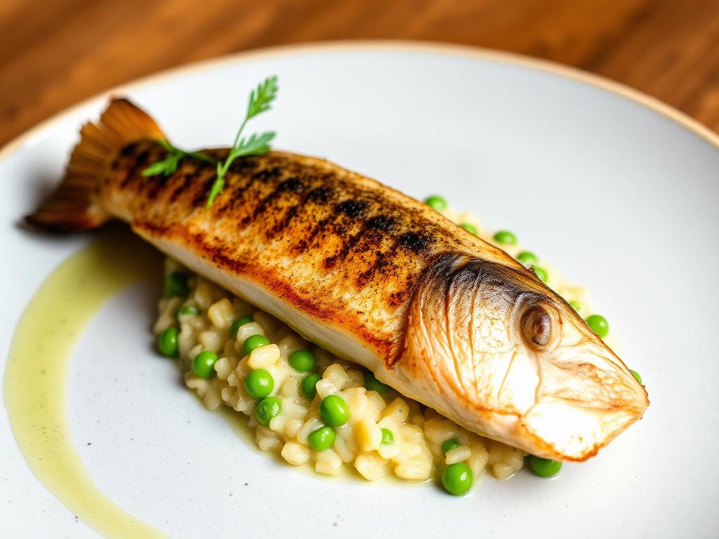 Zander mit Erbsen-Risotto